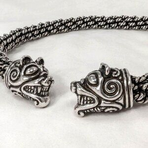 Custom Handcrafted Norse Bear Torc, Sterling Silver by Crafty Celts